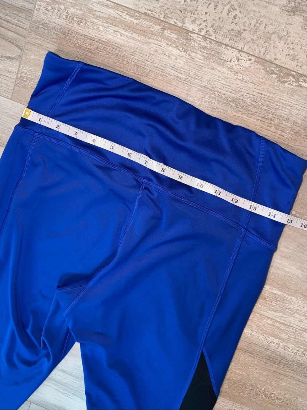 Reebok Ribbed High-Rise Colorblock Leggings Royal Blue Black - Picture 4 of 6